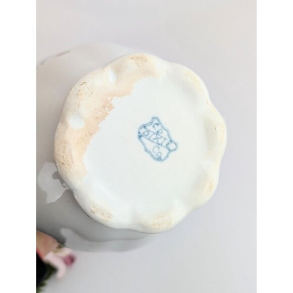 Antique White Porcelain Pitcher Vase Chester Pottery Pink Rose Shabby Chic Decor - Picture 8 of 10